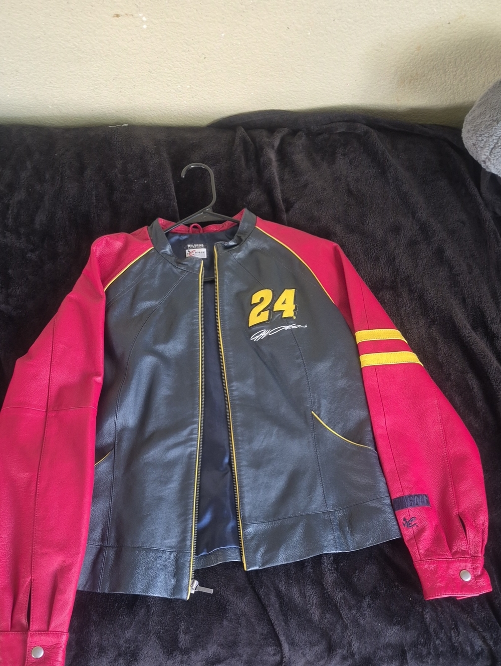 Jeff Gordon Black and Red Number 24 Racing Jacket